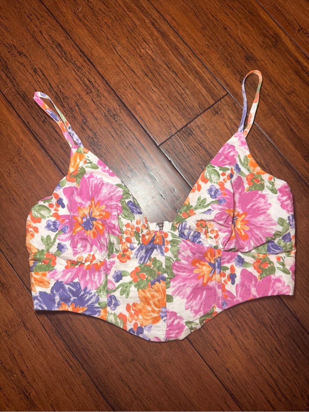 Princess Polly Floral Corset Style Crop Top Adjustable Straps US Size 4